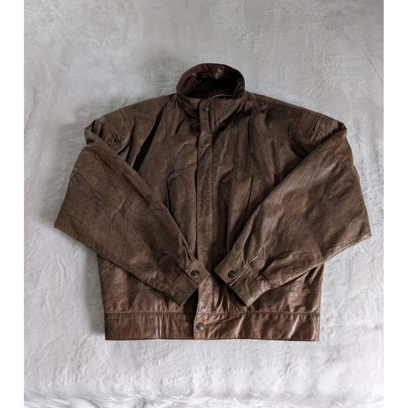 Vtg Brown Leather Bomber Jacket Men's XL Beautiful Worn In Patina Classic Flight - Picture 1 of 11